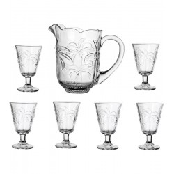 Jogo De Jarra 1,3 Litros Com 6 Taças 235ml Coconut Em Cristal Ecológico